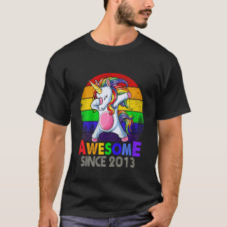 Kids Dabbing Unicorn 9th Birthday  Girls Awesome S T-Shirt