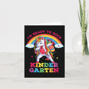 Kids Dabbing Unicorn Im Ready To Rock Kindergarten Card