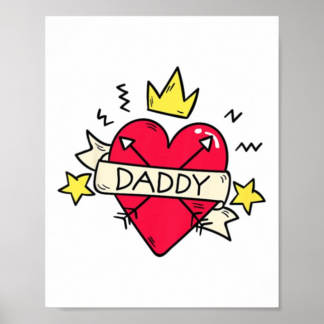 Kids Daddy Heart Tattoo Valentines Day For Boys Gi Poster (Front)