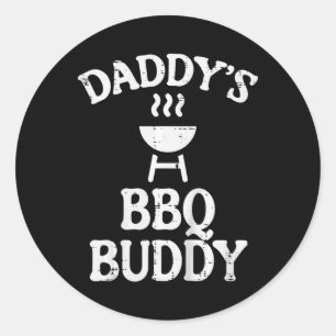 Kids Daddys Bbq Buddy Cute Barbecue Family Match B Classic Round Sticker