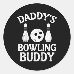 Kids Daddys Bowling Buddy Cute Bowler Boys Girls K Classic Round Sticker