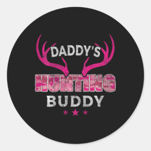 Kids Daddy's Hunting Buddy Funny Camo Daughter Fut Classic Round Sticker