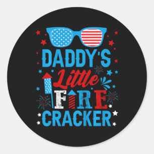 Kids Daddys Little Firecracker Independence Day Fi Classic Round Sticker