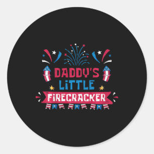 Kids Daddys Little Firecracker Independence Day Fi Classic Round Sticker