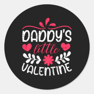 Kids Daddys Little Valentine Day Heart Love Kids B Classic Round Sticker