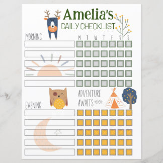 Kids Daily Checklist, Daily Routine Schedule