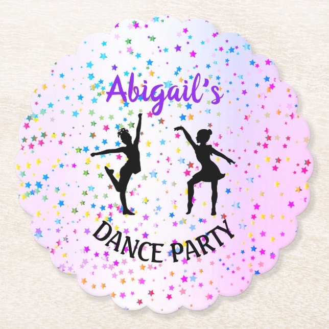 Kids Dance Shades of Colour and Stars All Over Paper Coaster (Front)