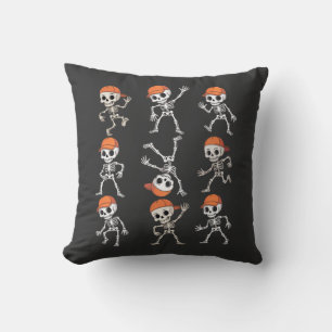 Kids Dancing Skeleton Halloween Cushion