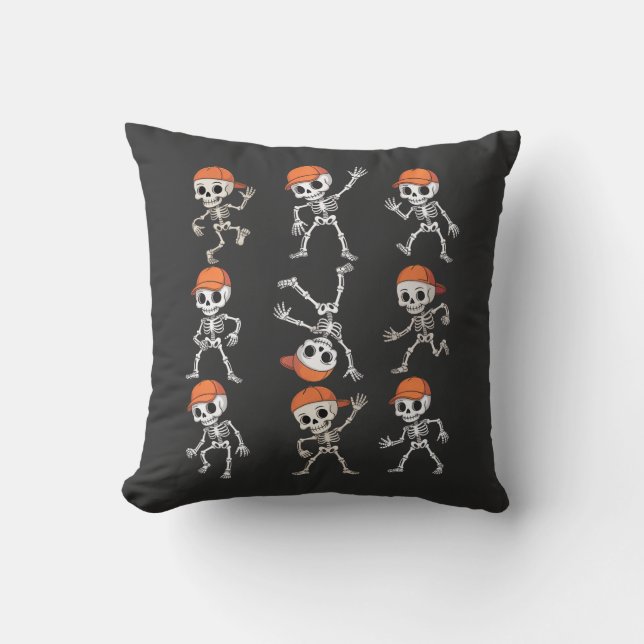 Kids Dancing Skeleton Halloween Cushion (Front)