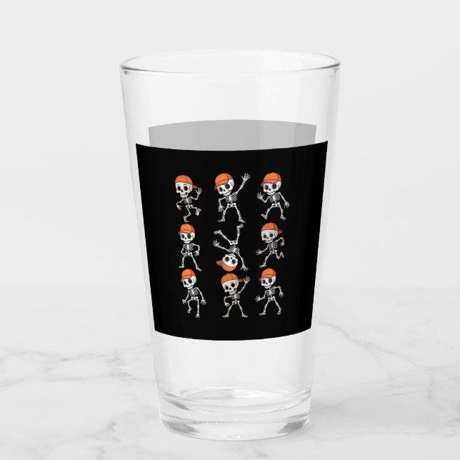 Kids Dancing Skeleton Halloween Glass (Front)