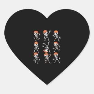Kids Dancing Skeleton Halloween Heart Sticker