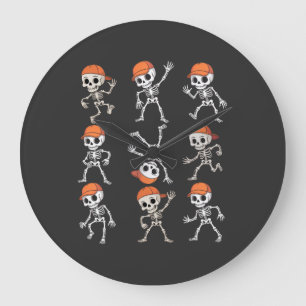 Kids Dancing Skeleton Halloween Large Clock