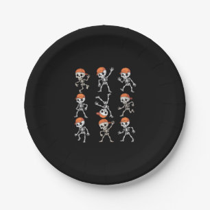 Kids Dancing Skeleton Halloween Paper Plate