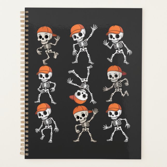 Kids Dancing Skeleton Halloween Planner (Front)