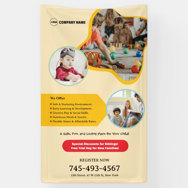 Kids Daycare Custom Editable Banner (Vertical)