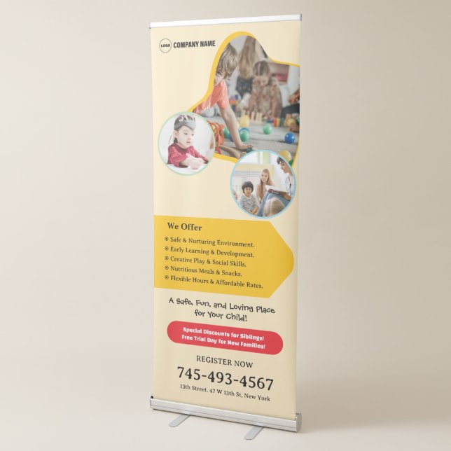 Kids Daycare Custom Vertical Retractable Banner (3/4)