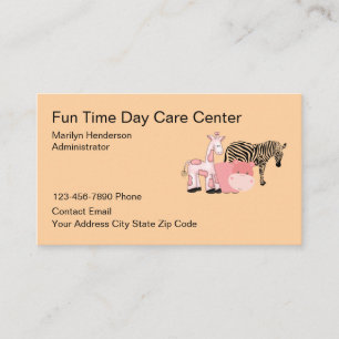 Kids Daycare Cute Animals Theme Daycare Business Card