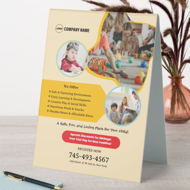Kids Daycare Table Tent Sign (In SItu (Table))