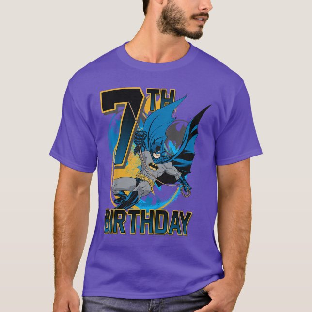 Kids DC Comics Batman 7th Birthday Action Shot fri T-Shirt (Front)