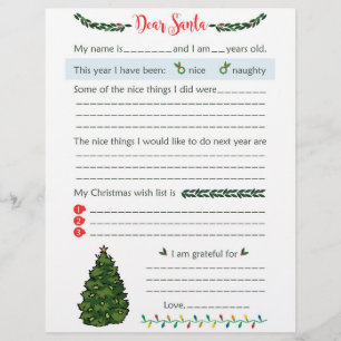 Kids Dear Santa Letters Custom Letterhead