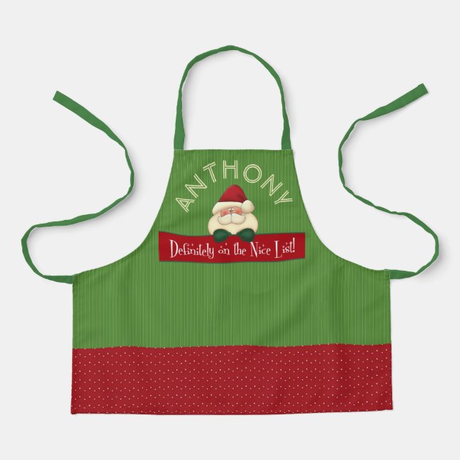 Kids Definitely on the Nice List with Name Holiday Apron (Front)