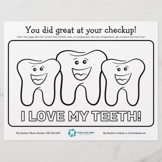 Kids Dental Colouring Page (Front)