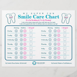 Kids Dental Smile Care Chart Flyer