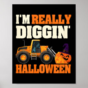 Kids Digging Halloween Pumpkin Truck Kids Toddler Poster