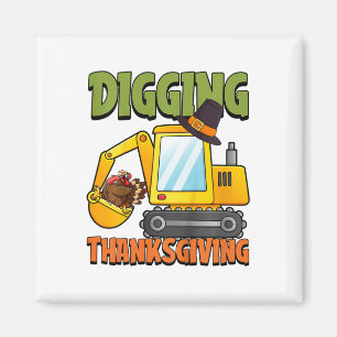 Kids Digging Thanksgiving Day Cool Excavator Turke Magnet