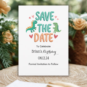 Kids Dino Birthday Party Save The Date Invitation