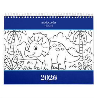 Kids Dino Coloring Calendar