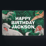 Kids Dino Jurassic Trex Boy Dinosaur Birthday Banner<br><div class="desc">This dinosaur design is great for the birthday boy in your life. Give them a dino-mite bday with this dino themed design featuring a trex,  triceratops,  brontosaurus,  pterodactyl,  and raptor.</div>