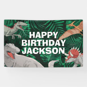 Kids Dino Jurassic Trex Boy Dinosaur Birthday Banner
