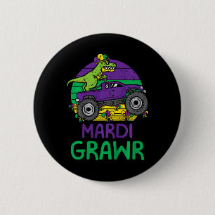 Kids Dino Monster Truck Mardi Grawr Mardi Gras Tod 6 Cm Round Badge