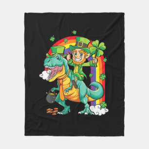 Kids Dino St Patricks Day Shirt Toddler Boys Girl  Fleece Blanket