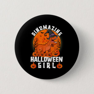 Kids Dinomazing Halloween Girl Dinosaur Saying Cos 6 Cm Round Badge