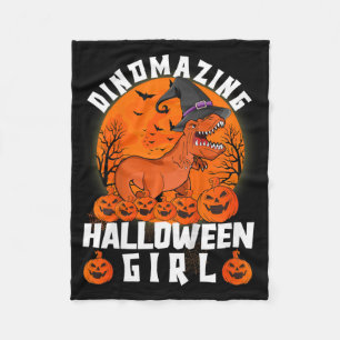 Kids Dinomazing Halloween Girl Dinosaur Saying Cos Fleece Blanket