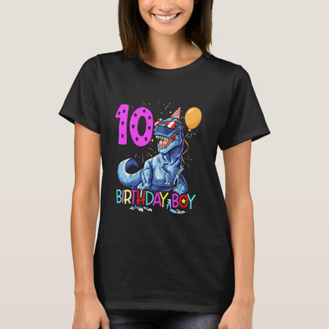 Kids Dinosaur 10th Birthday Boys T Rex Bday 10 Yea T-Shirt (Front)