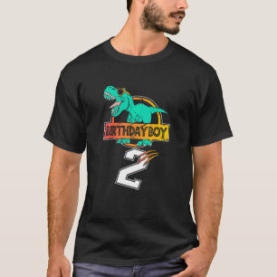 Kids Dinosaur 2nd Birthday I Am 2 Years Party Dino T-Shirt