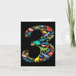 Kids Dinosaur 3rd Birthday Boy 3 Years T-rex Party Card