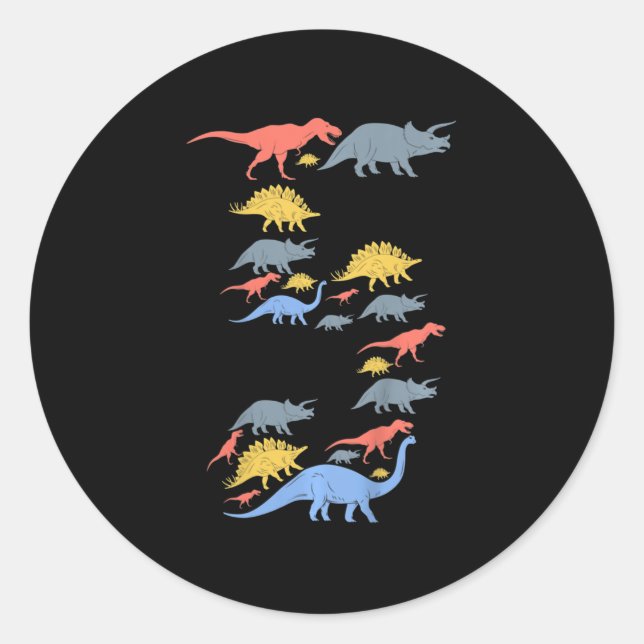 Kids Dinosaur 5th Birthday  For 5 Year Old Girls a Classic Round Sticker (Front)