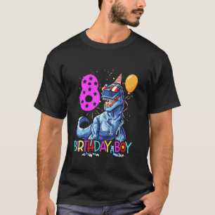 Kids Dinosaur 8th Birthday Boys T Rex Bday 8 Year  T-Shirt