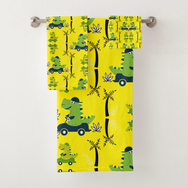 Kids Dinosaur Accessory Bath Towel Set (Insitu)