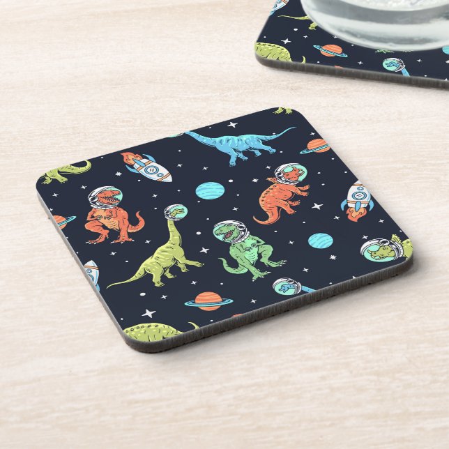 Kids Dinosaur Astronaut Pattern Coaster (Left Side)