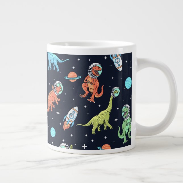 Kids Dinosaur Astronaut Pattern Large Coffee Mug (Right)