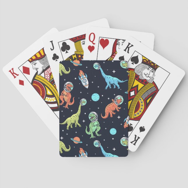 Kids Dinosaur Astronaut Pattern Playing Cards (Back)
