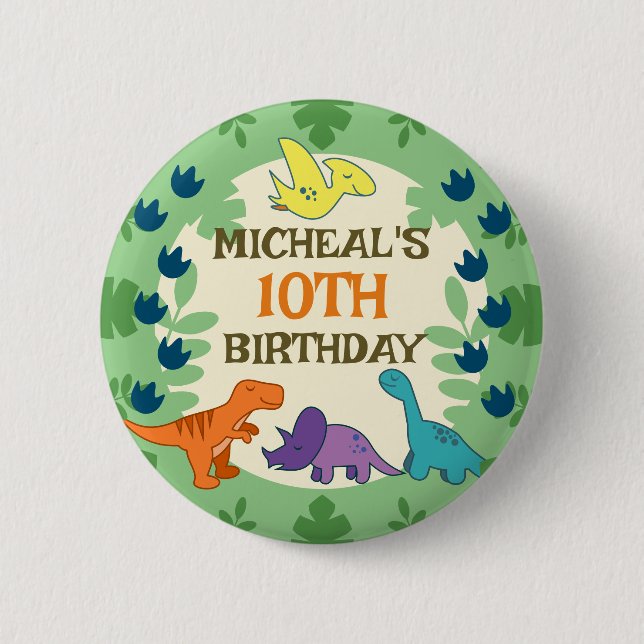 Kids Dinosaur Birthday 6 Cm Round Badge (Front)
