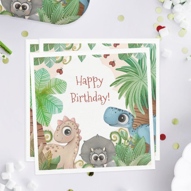 Kids Dinosaur Birthday Napkin (Dinosaur Birthday Party Napkins)