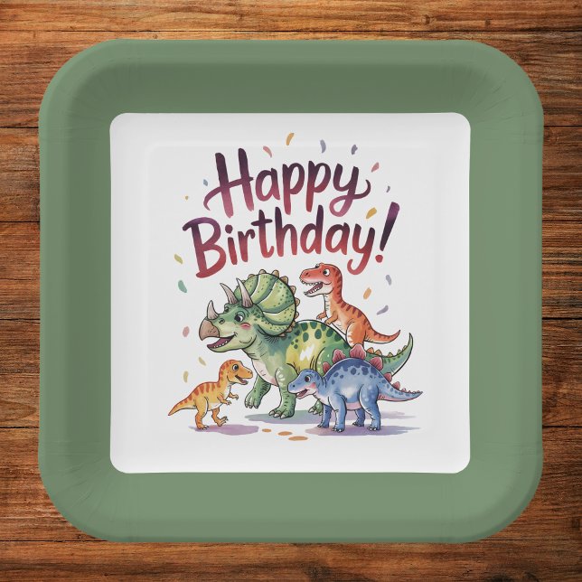 Kids Dinosaur Birthday Paper Plate (Creator Uploaded)