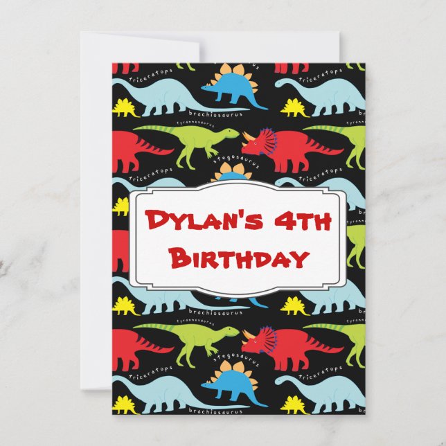Kids Dinosaur Birthday Party Invitations (Front)